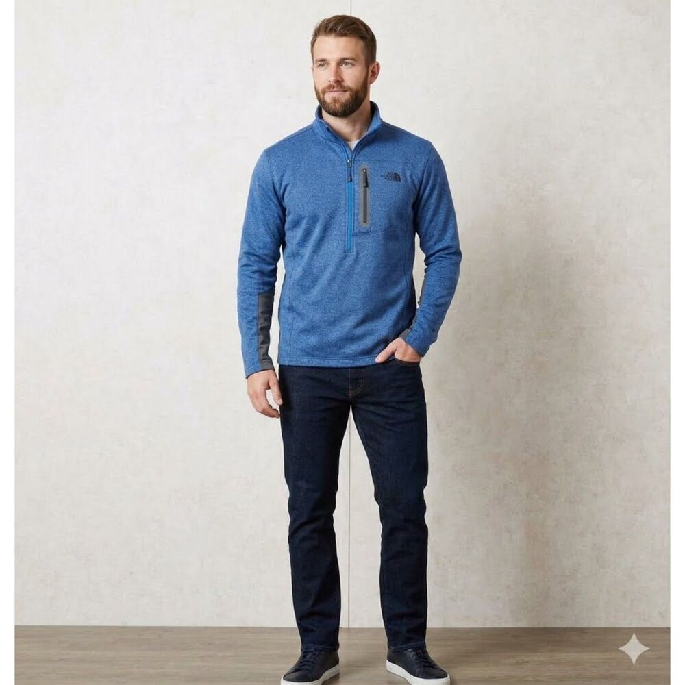 Flaw The North Face Canyonlands 1/2 Zip Fleece Mens M Blue Pullover Sweater